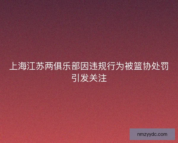 上海江苏两俱乐部因违规行为被篮协处罚引发关注