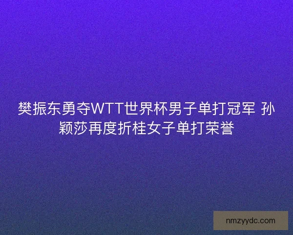樊振东勇夺WTT世界杯男子单打冠军 孙颖莎再度折桂女子单打荣誉